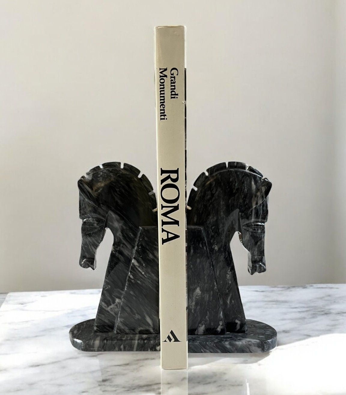 Horse Bookends - Marble