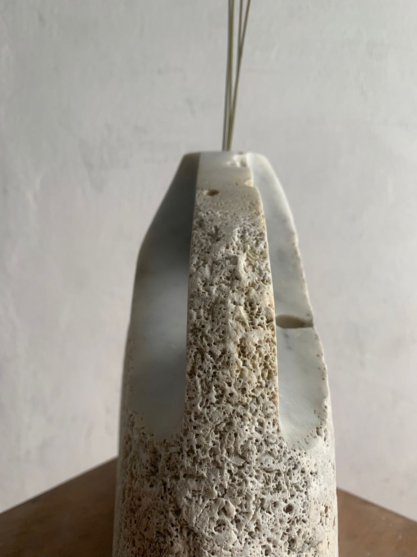 Artistic Marble Vase 'Incontro' - Hand-carved by Italian Sculptor