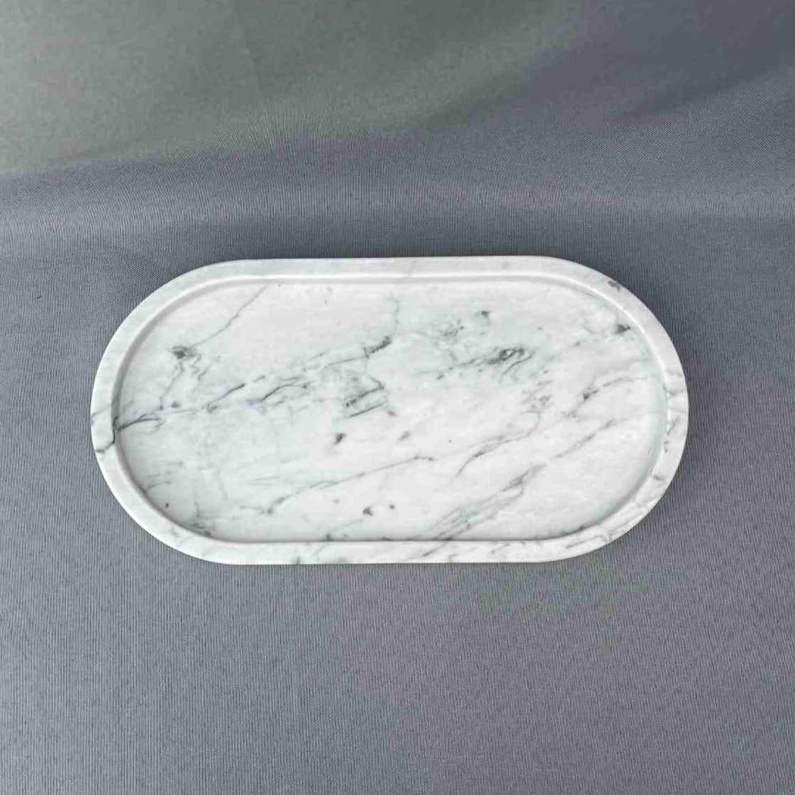 Oval Decor Tray - White Marble