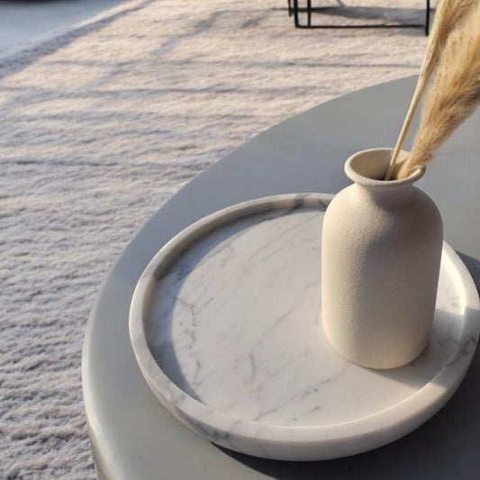 Circular Plate - White Marble