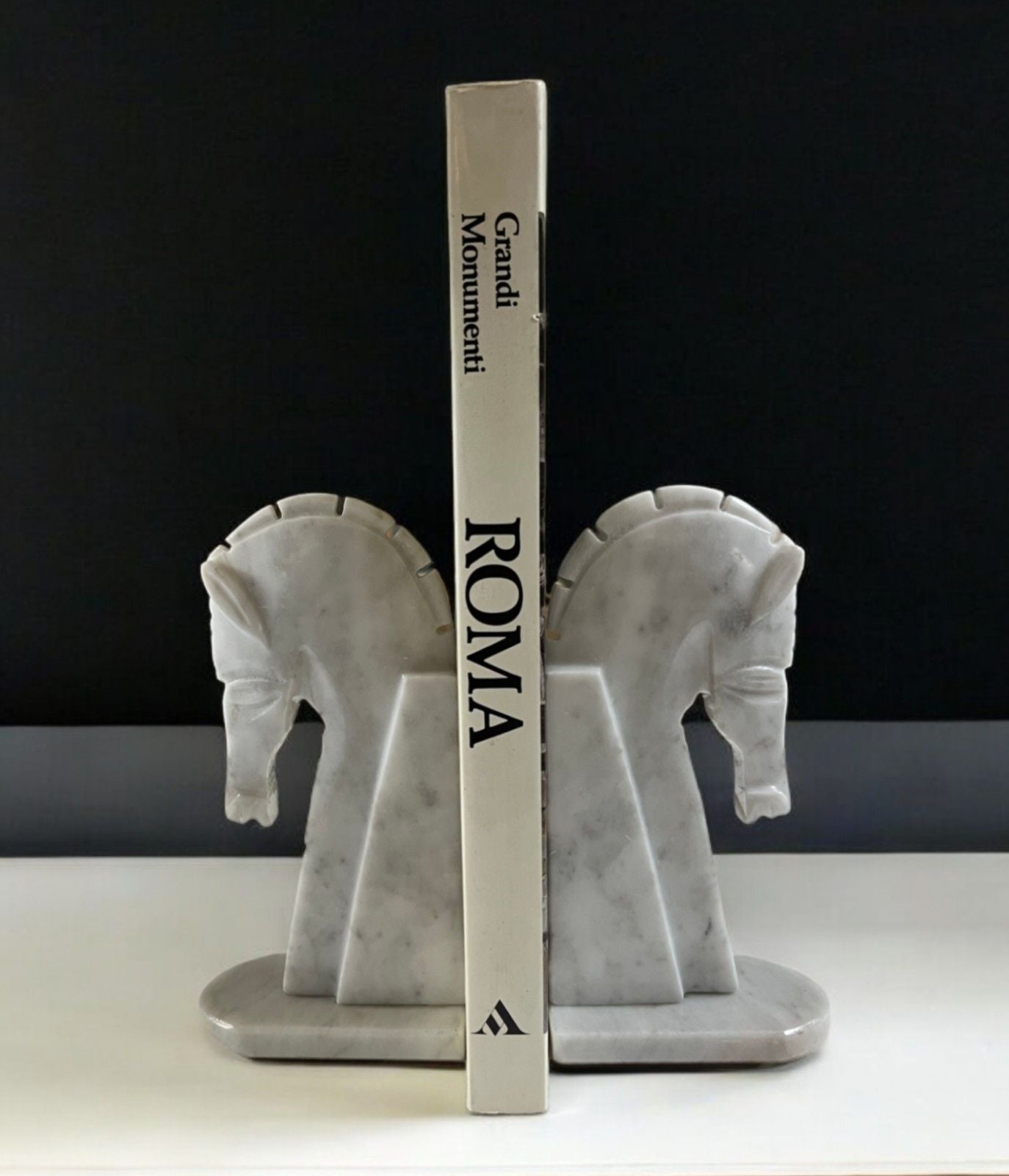 Horse Bookends - Marble