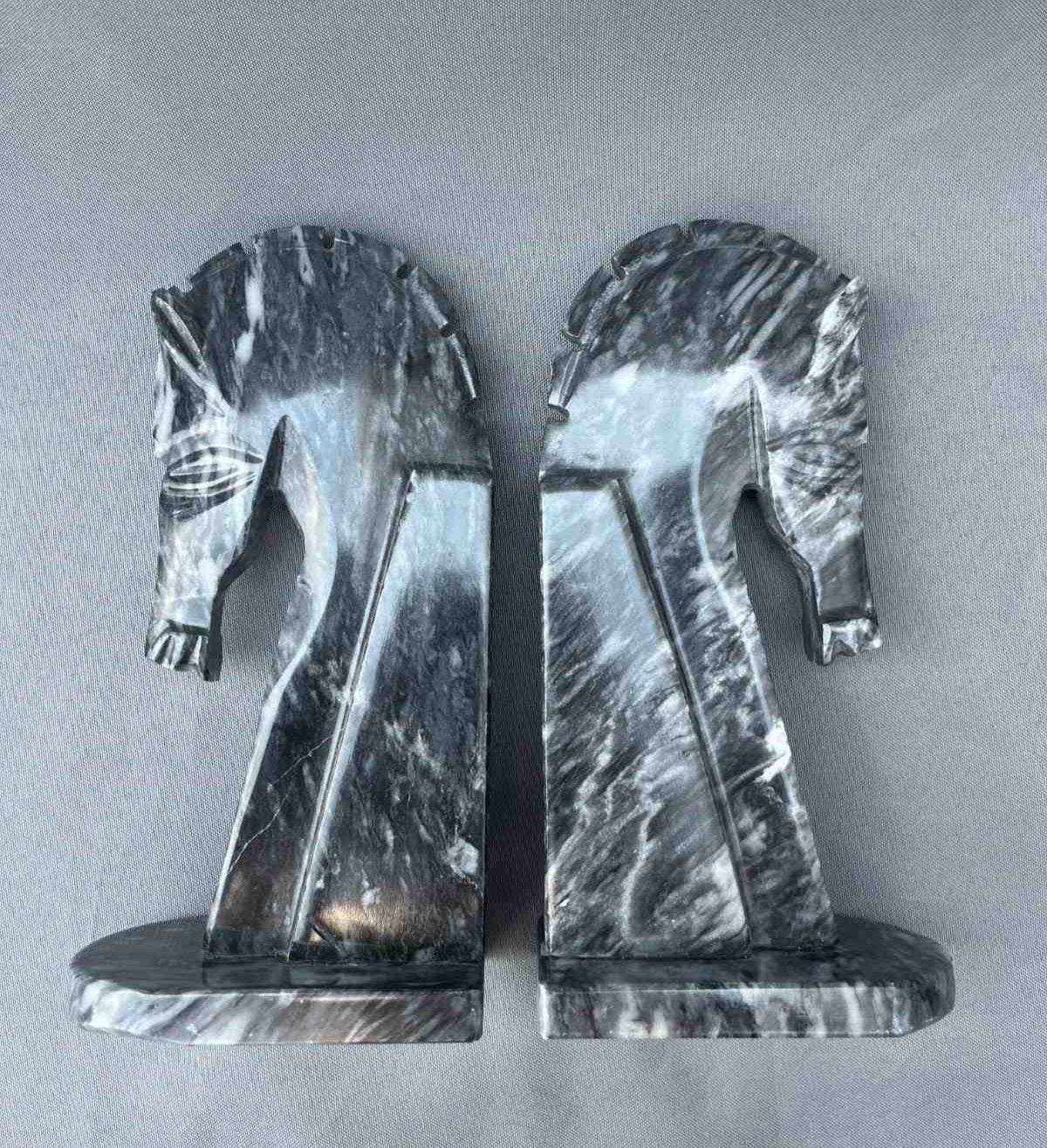 Horse Bookends - Marble