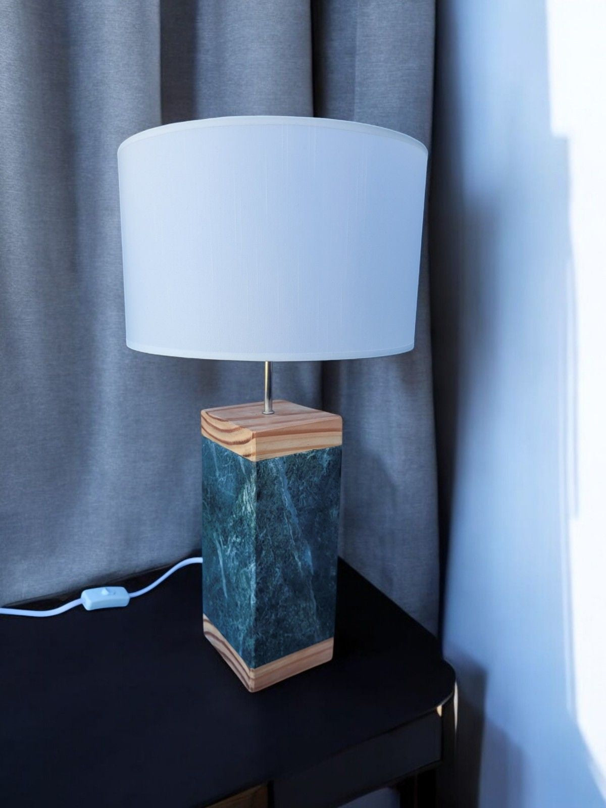 Table Lamp - Green Marble